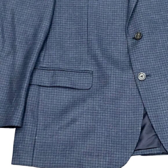 Chaps Mens Checkered Blazer Jacket 44R Blue Rayon Polyester Two-Button Vietnam - Picture 7 of 9